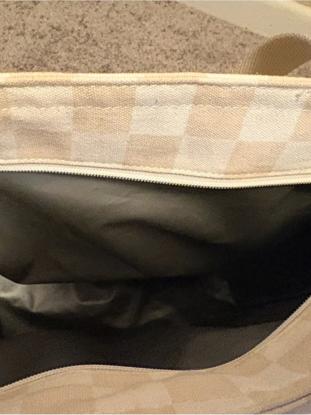 Canvas Checker Tote Bag Cooler in Cream